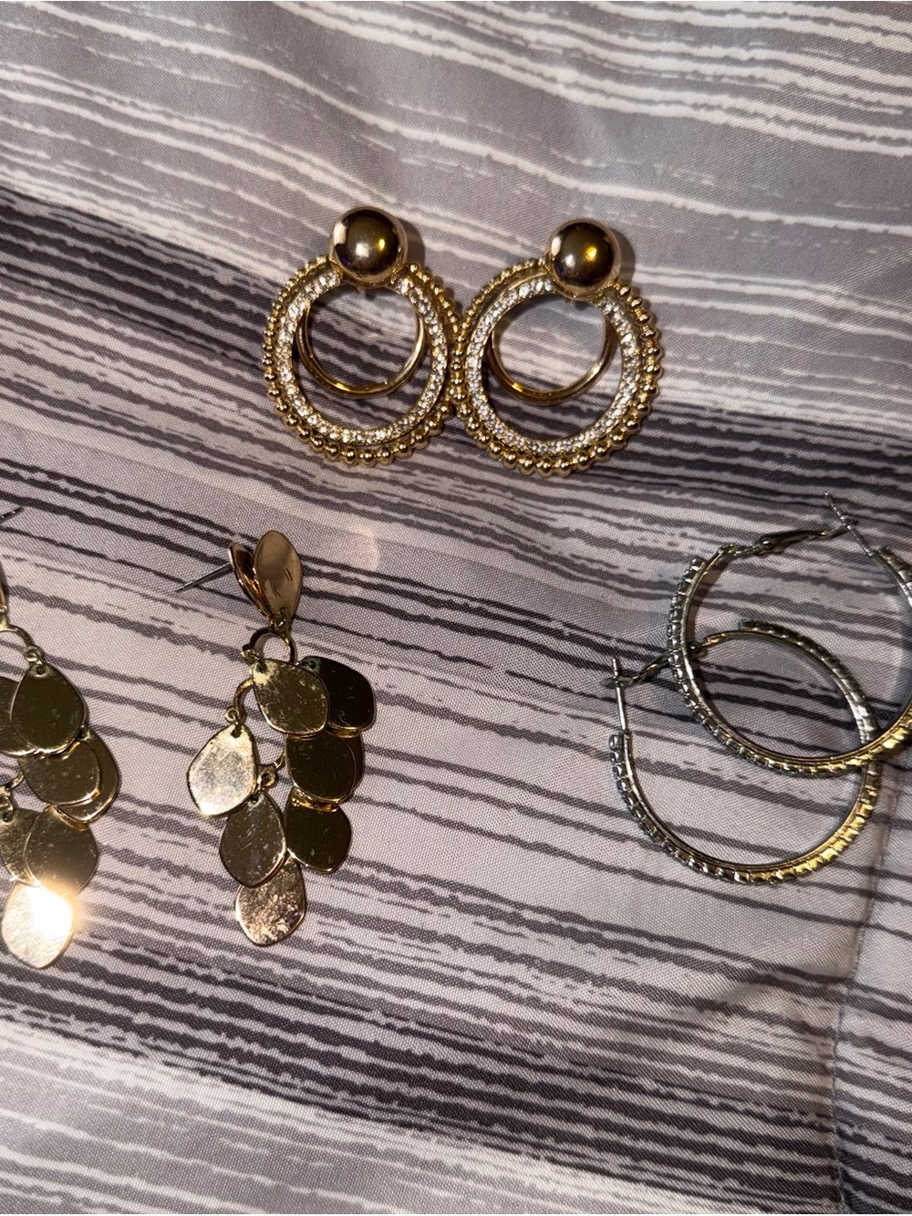 Bundle of 3 - Gold Double Hoop Statement Earrings - Women Jewelry